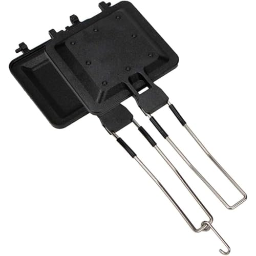 Dearolling 日本式トースト両面フライパン 屋外キャンプ用折りたたみ式携帯用 ノンステックコーティング サンドイッチ型 家庭用朝食用 パン用トースター